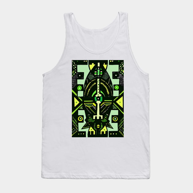 African Mask traditional tribal symbolic pattern design Tank Top by Tony Cisse Art Originals